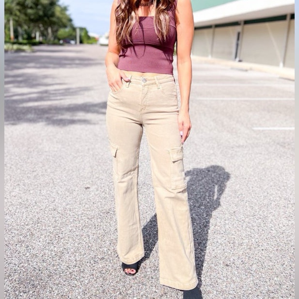 Risen: Khaki cargo wide leg jeans a must have